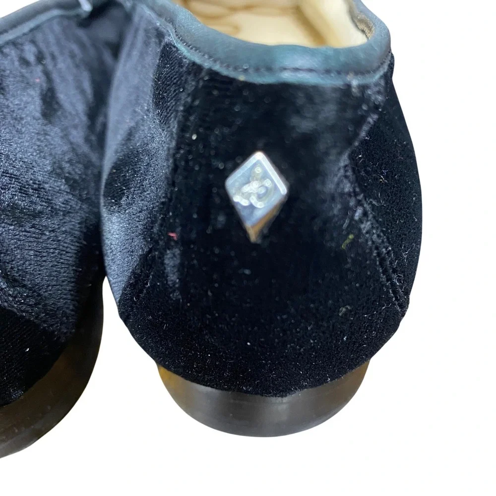 Sam Edelman Talia Velvet Loafers Black Leather Bit Buckle Women's Shoes‎ 8